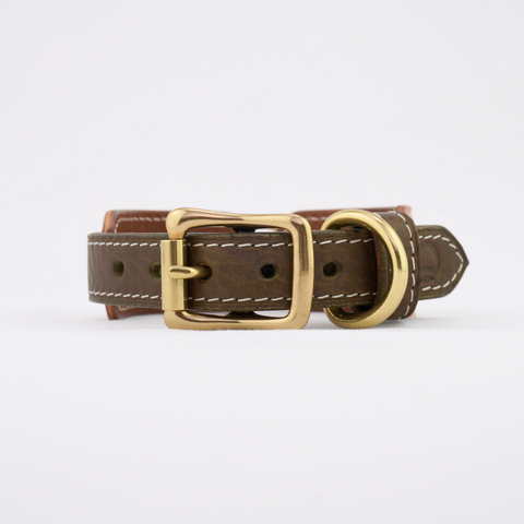 Leather Dog Collar - Moss