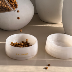 Premium Marble Dog Bowl | White Onyx