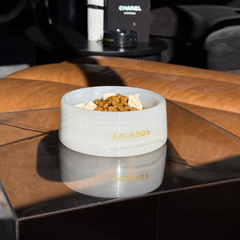Premium Marble Dog Bowl | White Onyx