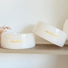 Premium Marble Dog Bowl | White Onyx