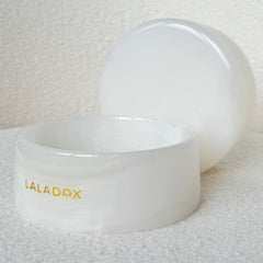 Premium Marble Dog Bowl | White Onyx